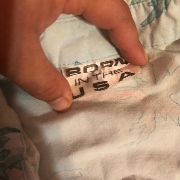 Vintage Tropical Palm AOP Beach Vacation Button Down Shirt 100% Cotton sz6 *FLAW - Picture 4 of 10